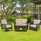 Costway 4PCS Patio Wicker Furniture Set Loveseat Sofa Coffee Table W/ Cushion
